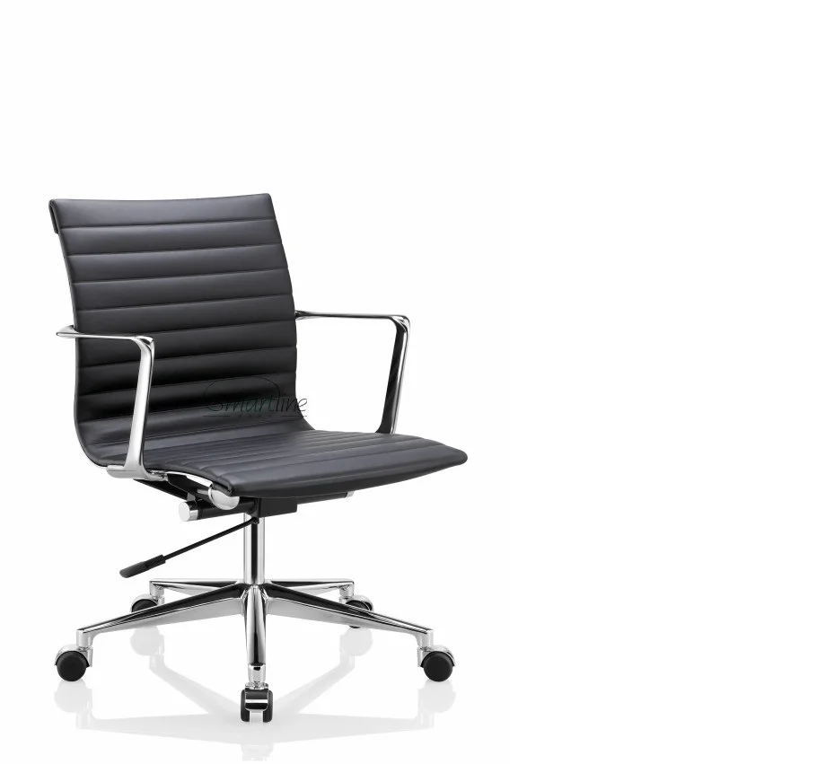 New design Aluminum Italian leather ribbed office meeting chair
