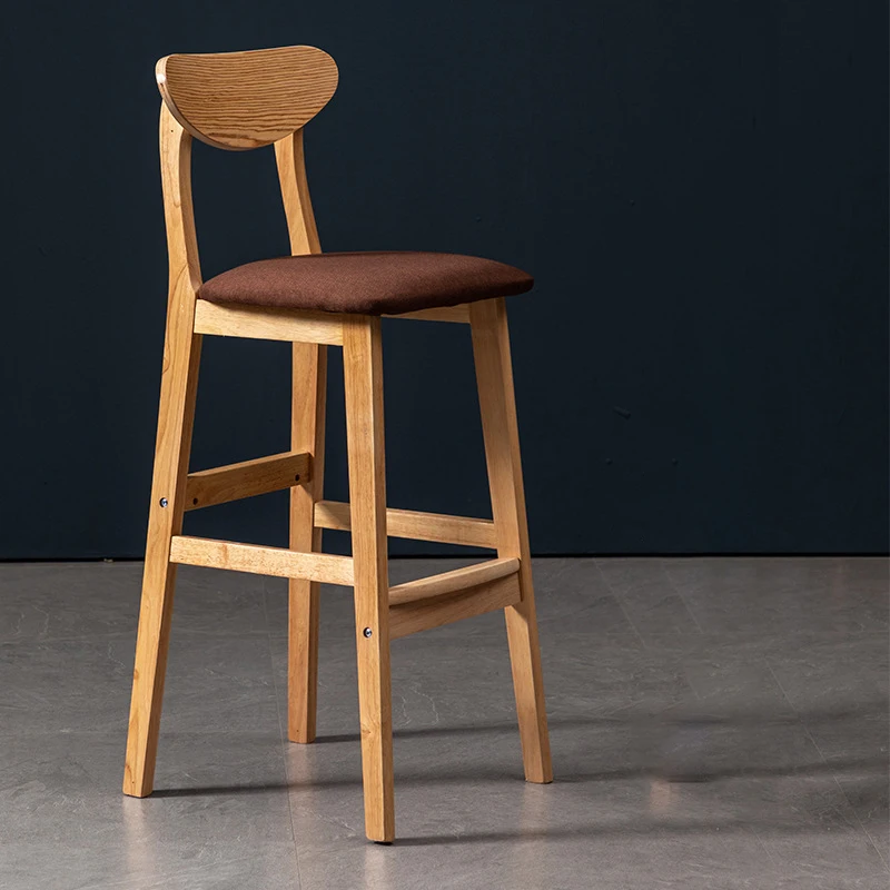 Hot Sell Solid Wood Bar Modern Simple Backrest Chair Bar Chair Milk Tea Store Front Bar Stool Nordic High Chair CH-436