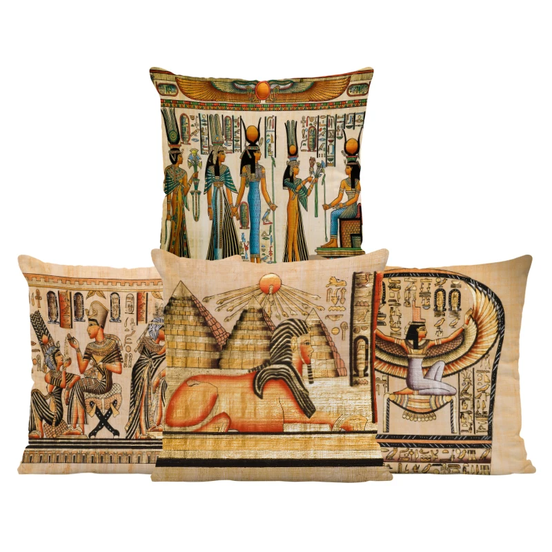 Classy Cases Pillow Egypt Decoration Ancient 45X45 Cm Pintados Velvet Traditional Artistic Decoration Lounger Chair