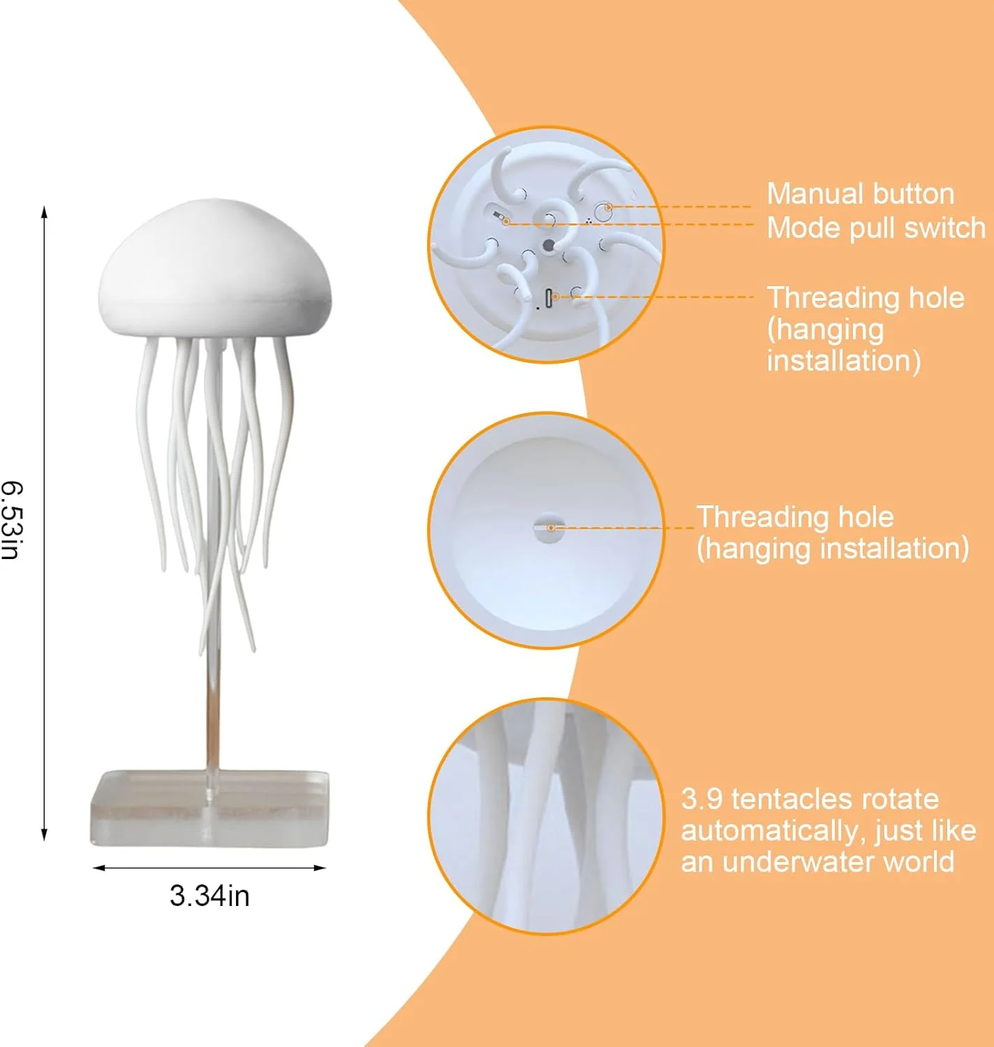 RGB Gradient Bedside Lamp Voice Control with Dancing Legs Rechargeable Jellyfish Table Lamp with Touch Sensor for Bedrooms Room