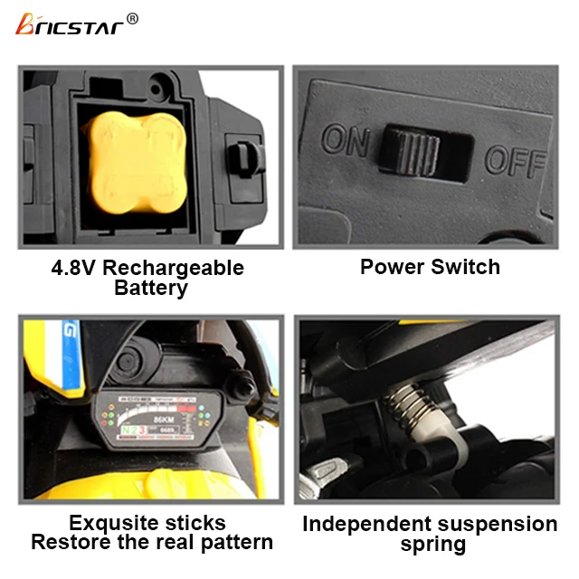Bricstar  1:10 4WD toy rc motorcycle electric Wireless remote control motorcycle toys for children