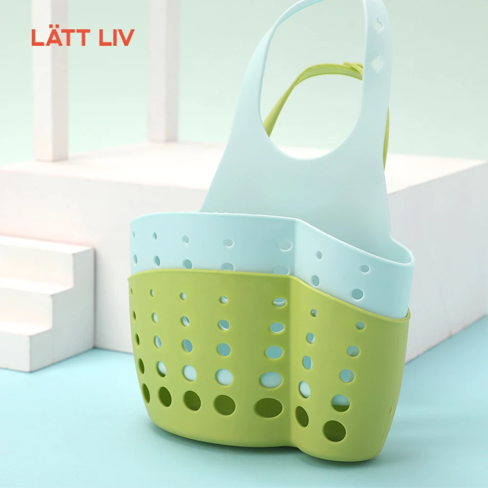 LATTLIV Wholesale Sponge Holder Hanging Movable Faucet Storage Gadget Organizer Drain Baskets Sponge Holder for Kitchen Sink