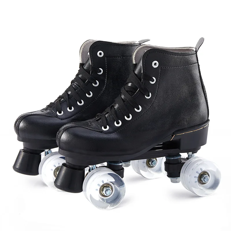 Double row the skating shoes White roller skates beginner skates four-wheel