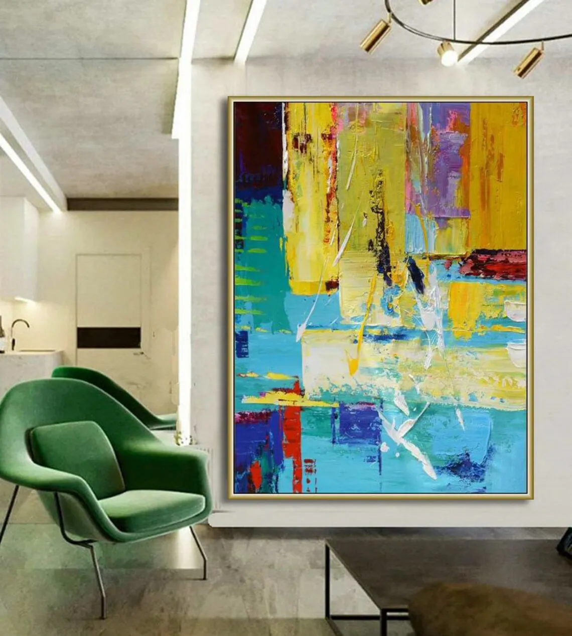 Modern Textured Oversize Custom Made Hand-painted Abstract Acrylic Canvas Painting for Home Wall Art Living Room Bedroom Decor