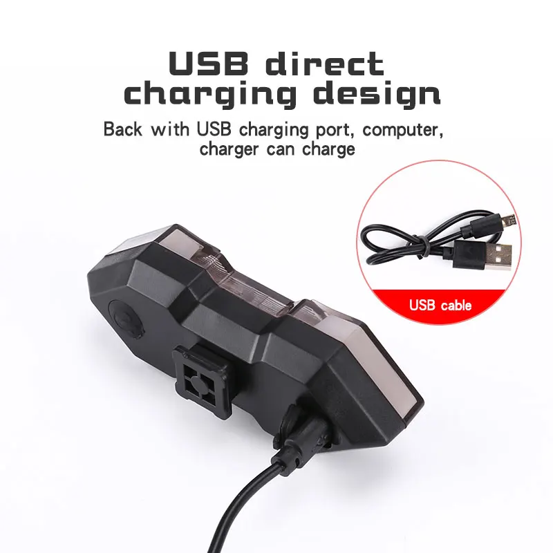 USB Rechargeable Wireless Remote Steering Rear Light Cycle Tail Light eBike Motorcycle Bicycle Alarms LED Bike Lights