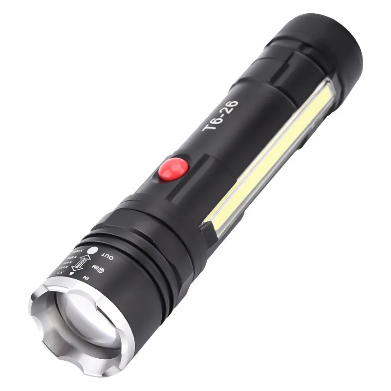 Multifunction Zoomable Usb Rechargeable Cob Led T6 Tactical Magnet Flashlight Torch With Clip (1600663869334)