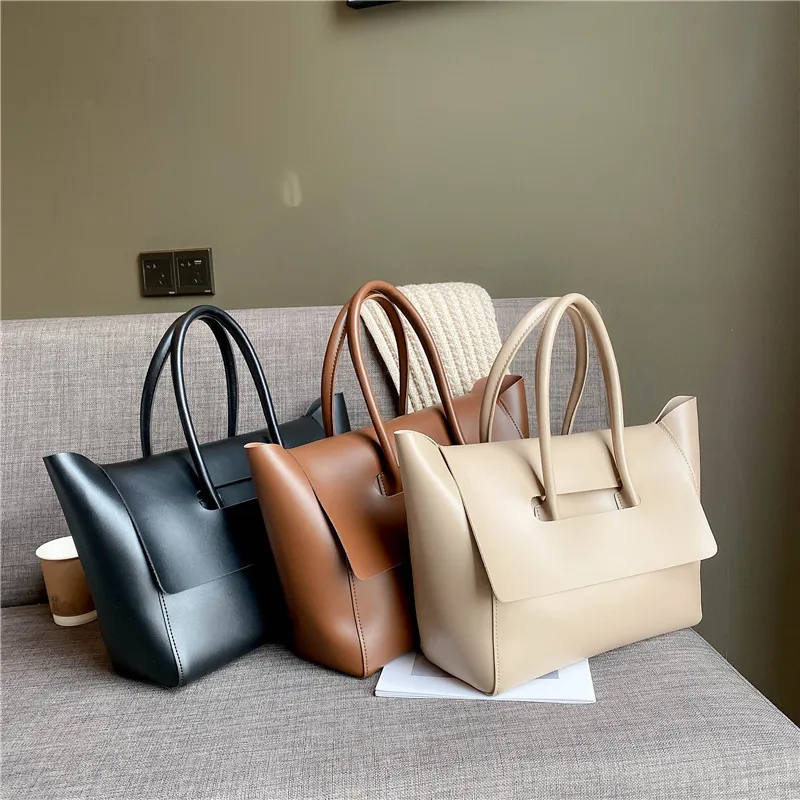 Amazon Simple Solid Color Tote Bag Ladies Custom Pattern Logo Handbag Fashion Casual One-shoulder Bag