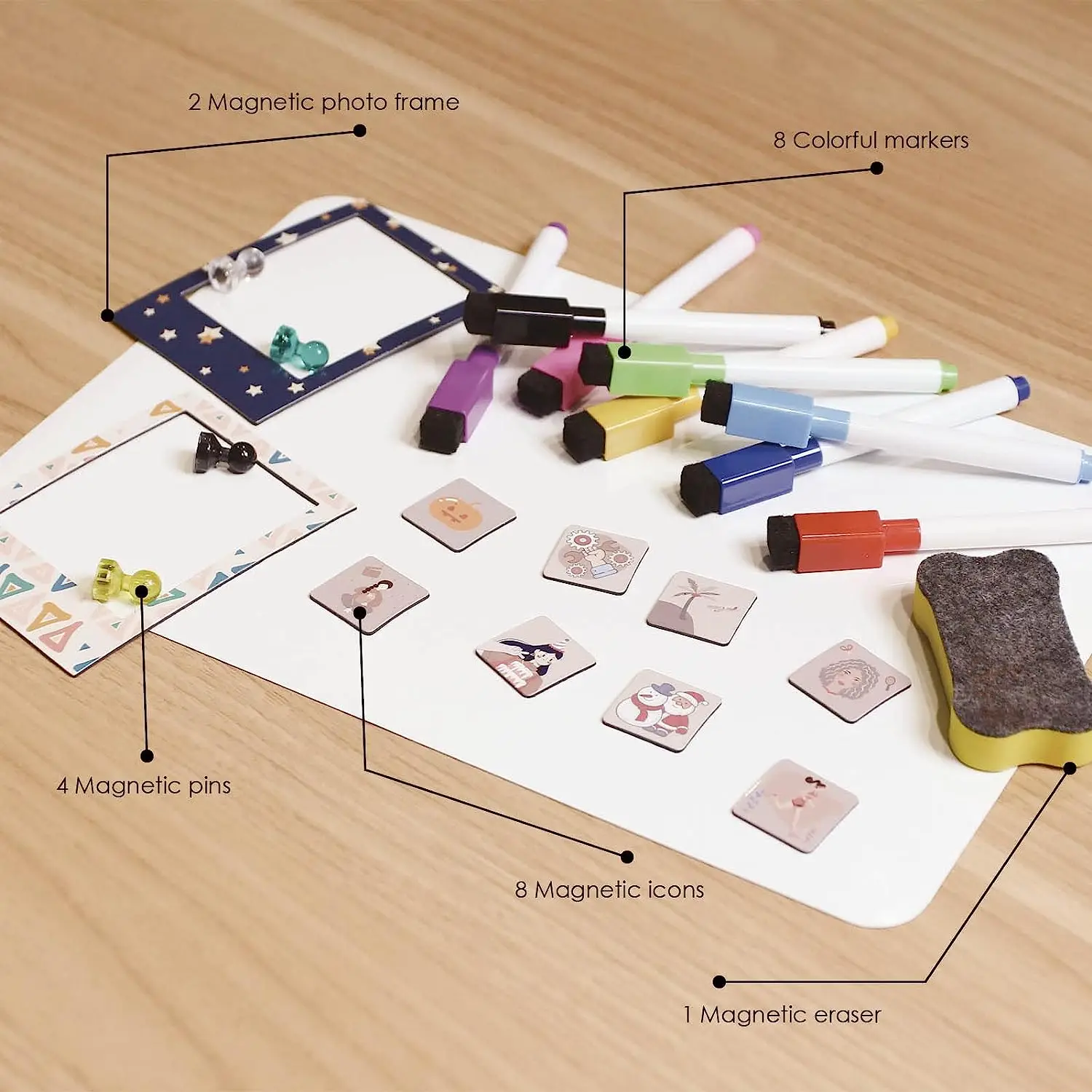 Custom Magnetic Dry Erase Board for Fridge Magnetic Whiteboard Reusable Refrigerator Flexible Sheet for Home with Markers Eraser