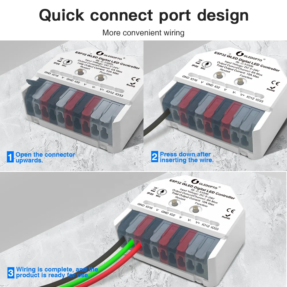 2024 GL-C-310WL GLEDOPTO ESP32 WLED цифровой светодиодный контроллер mic version16 миллионов с регулируемой цветовой функцией пять режимов