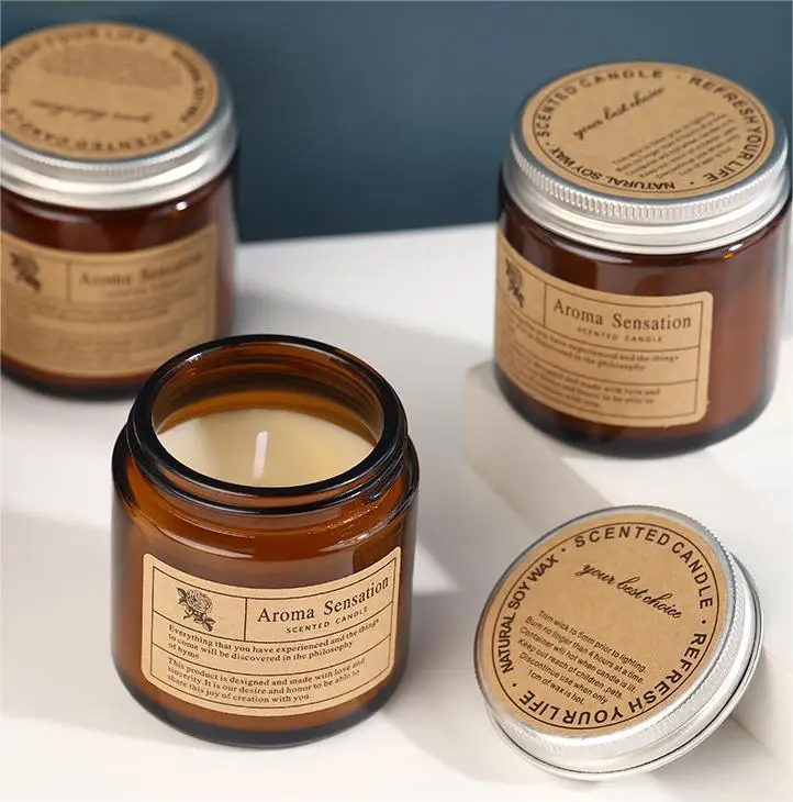 Tea-colored Glass Cups Small Brown Bottle Aromatherapy Candles Home Indoor Smokeless Romantic Scented Plant Candles