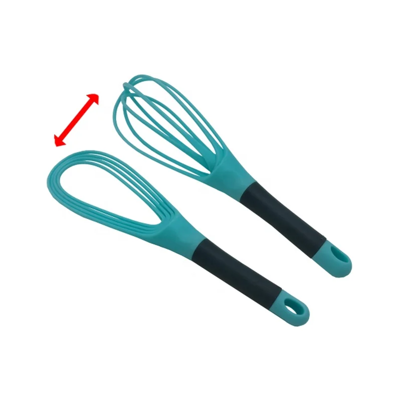 Kitchen Tools Dough Mixer Silicone Eggbeater Handle Whisk Rotating Dual-use Plastic Egg Beater Egg Tools