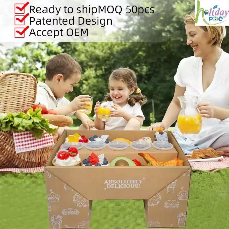 Оптовая продажа откидной столик для вечеринки шоколадное печенье крафт-картонные лотки упаковка выпаса