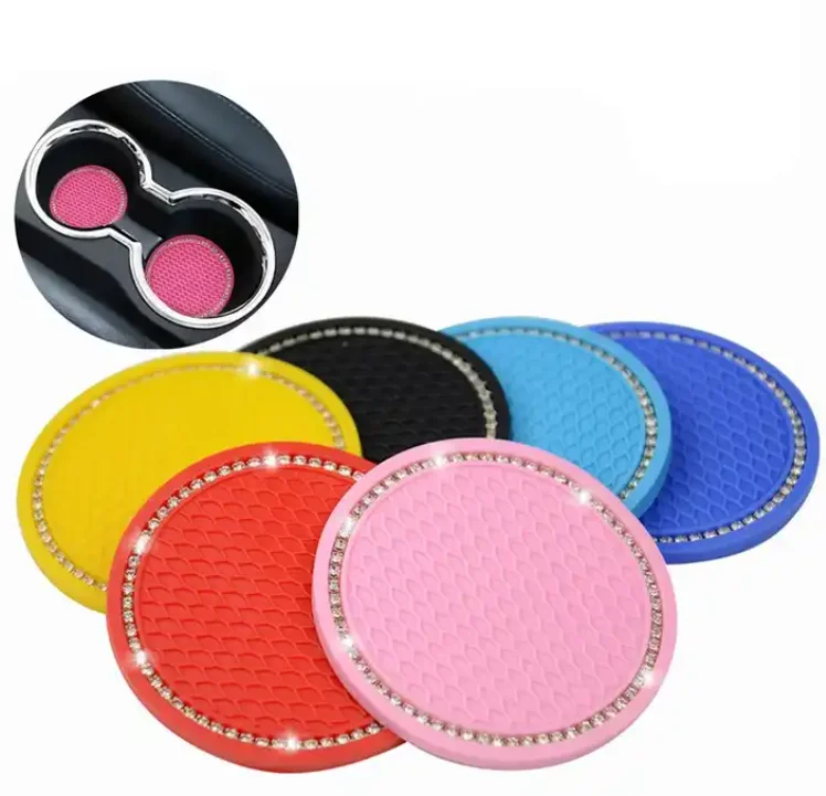 Newest Acrylic Diamond Car Coaster PVC Travel Auto Cup Mats Insert Coaster Anti Slip Crystal Vehicle Interior Accessories
