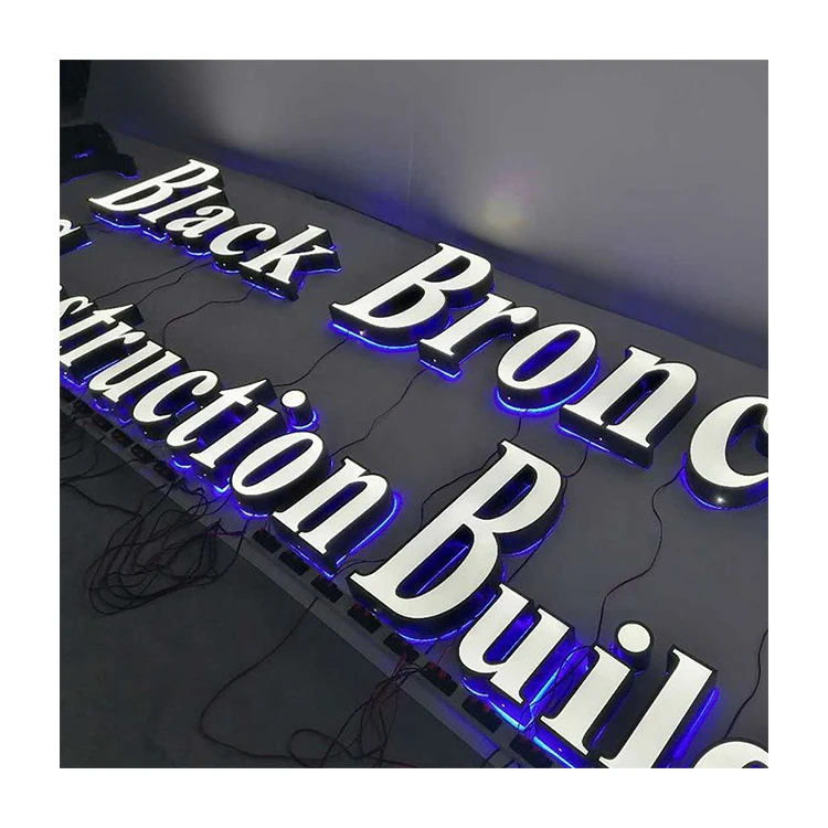 wholesales outdoor signage advertisement companies to print logo espejos para tiendas led sighn Backlit 3D Lettering
