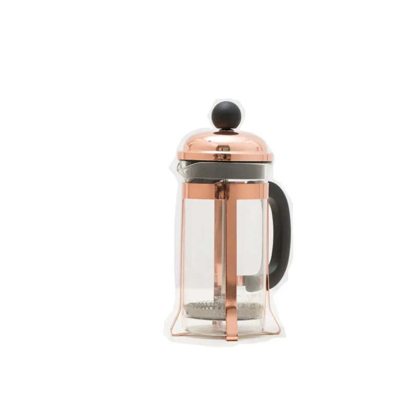 350ml Gold-plated Copper-plated French Press Pot Coffee Household Filter Teapot High Borosilicate Glass Tea Maker