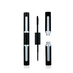 new design plastic round dual use 2 in 1 empty double sided mascara tube lipgloss tubes matte clear lip gloss tube with brush