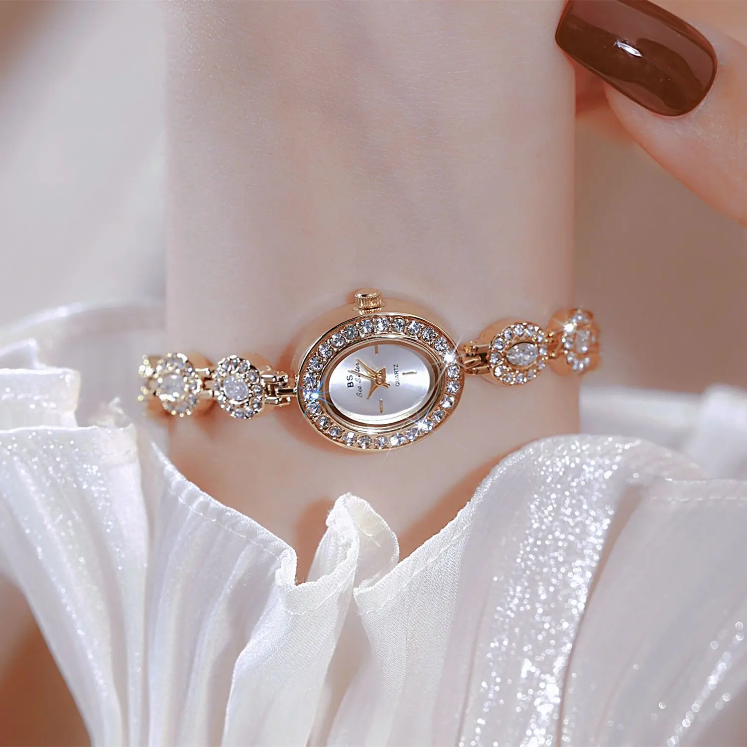 BS FA 1717  luxury watch vintage watches small dial Fashion Wristwatches Quartz Crystal Jewelry Gold Girl Ladies Bracelet Watch