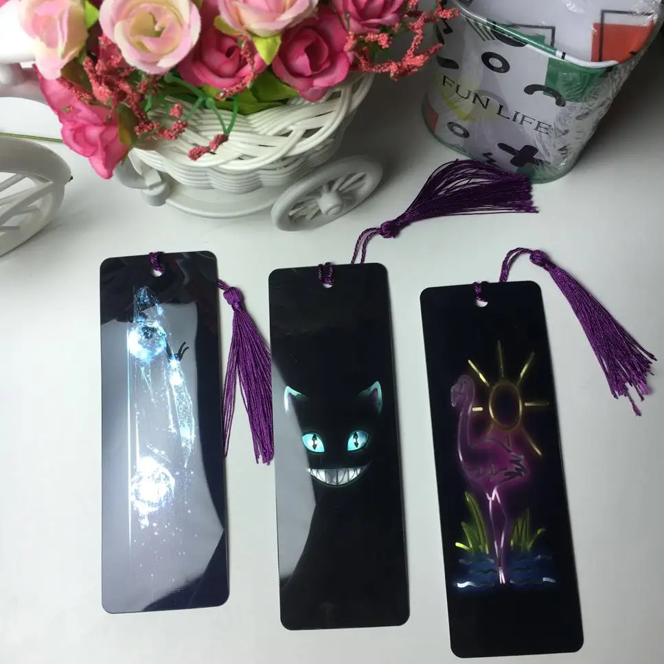 Custom promotional gift set 3d animal lenticular shape plastic bookmark 3d flip anime stationery bookmarks With Tassel