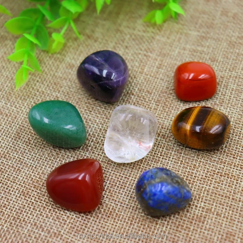Natural Stone Tumbled stone Irregular  Rock Quartz 7 Chakra Set Yoga Energy Bead For Crystals Healing Decoration