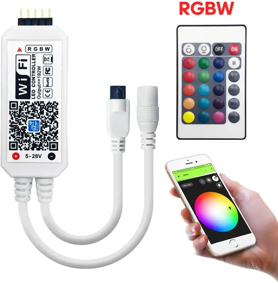 
tuya magic home happy lighting app control 5-24V 24 Keys Remote RGB RGBW Bluetooth MiNi WIFI LED Strip Light Controller 
