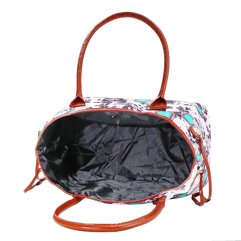 PU handle handbags shoulder bag Indian style cow pattern cosmetic bag handbag denim leopard pattern striped bag