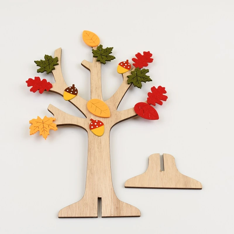 Cheap Harvest Tree Thanksgiving Crafts Mini DIY Office Home Wood Decorations Crafts