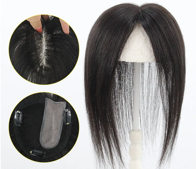 RE Hairburst Import Swiss Lace Base Human Hair All Hand-Tied to cover white hair breathable Topper For Woman