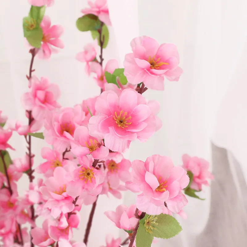 Artificial peach blossom branch fake peach blossom tree plum blossom branch wedding decoration flower simulation plant outdoor f