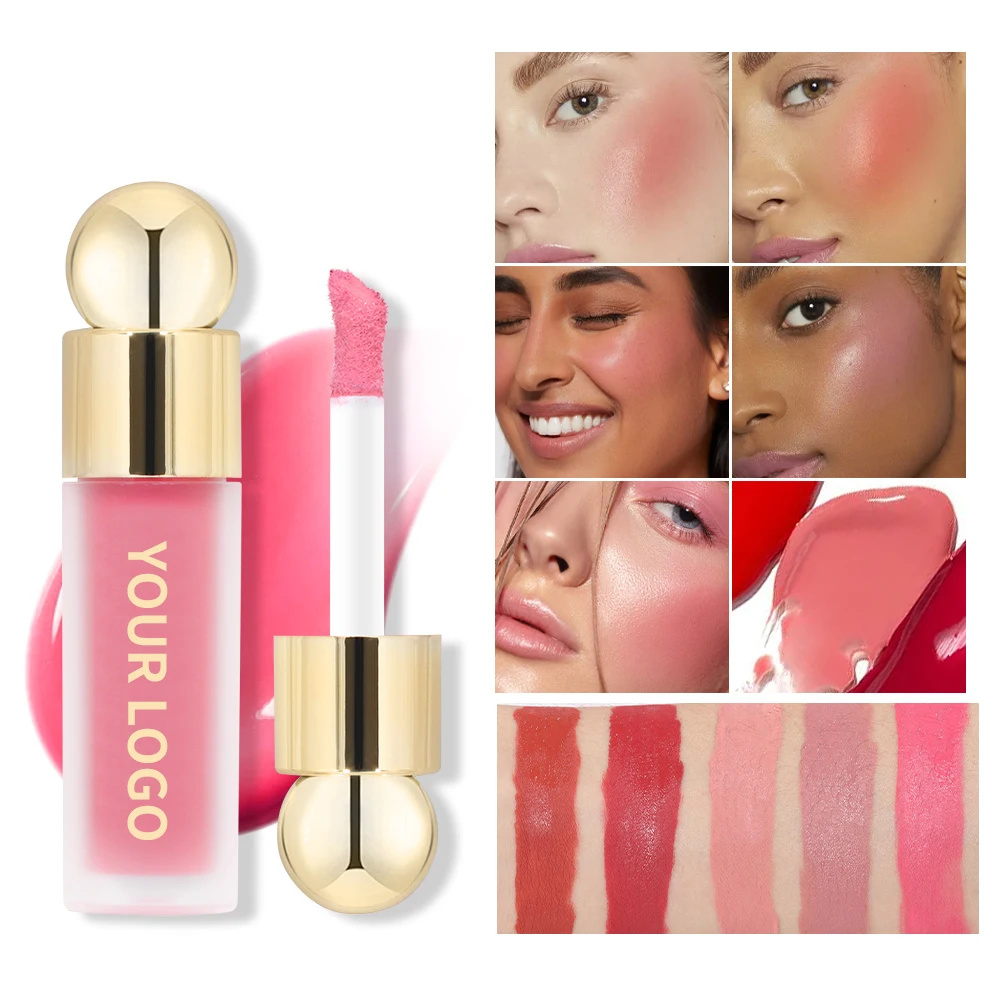 Wholesale High Quality Vegan Velvet Liquid Blush Cream Palette Cruelty-Free Waterproof Long-Lasting Pink Cheek Makeup