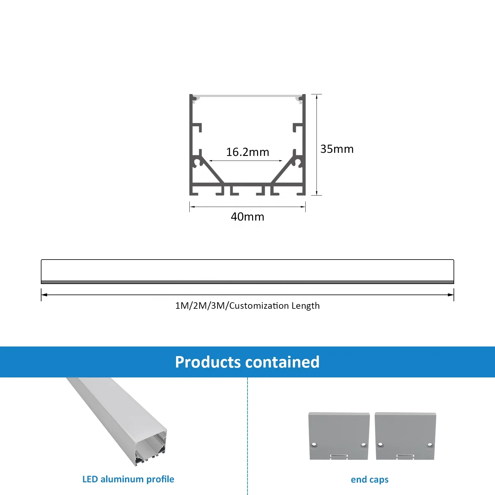 Wholesale 4035 Light Strips Led Aluminum Profiles 40*35mm Office Light Alloy Linear Strip Light