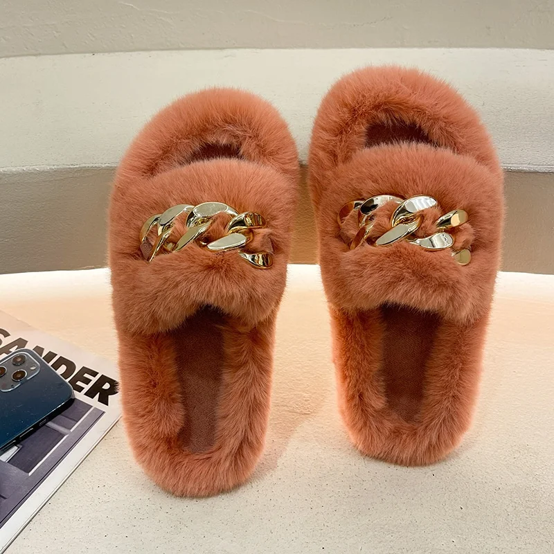 
Korea style designer women slippers outdoor faux slippers for women home chain slippers for women 