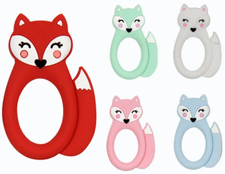 Популярное устройство для прорезывания зубов в виде животных из мультфильма Amazon, детский прорезыватель, силиконовый прорезыватель для зубов в виде лисы на заказ