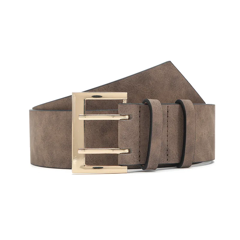 Double pins big buckle belt, PU Dress Waist Belt, ladies fashion belt