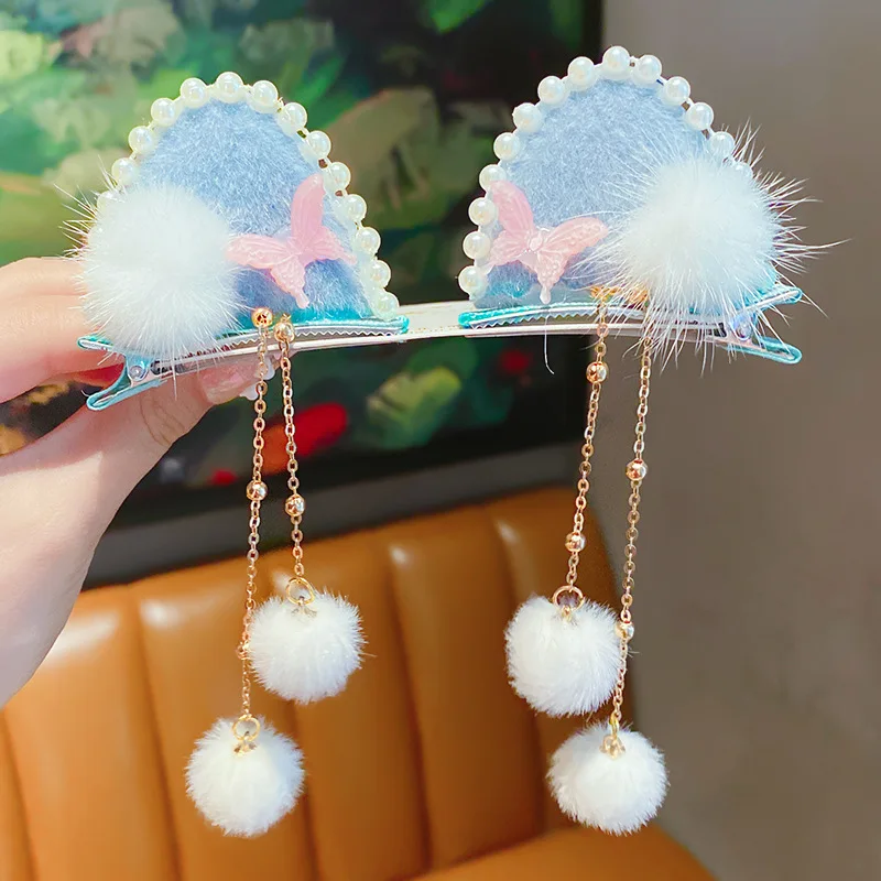 Traditional Chinese Style Hair Accessories With Cat ears Hair Clips Girls Fashion New Year Hair Clips