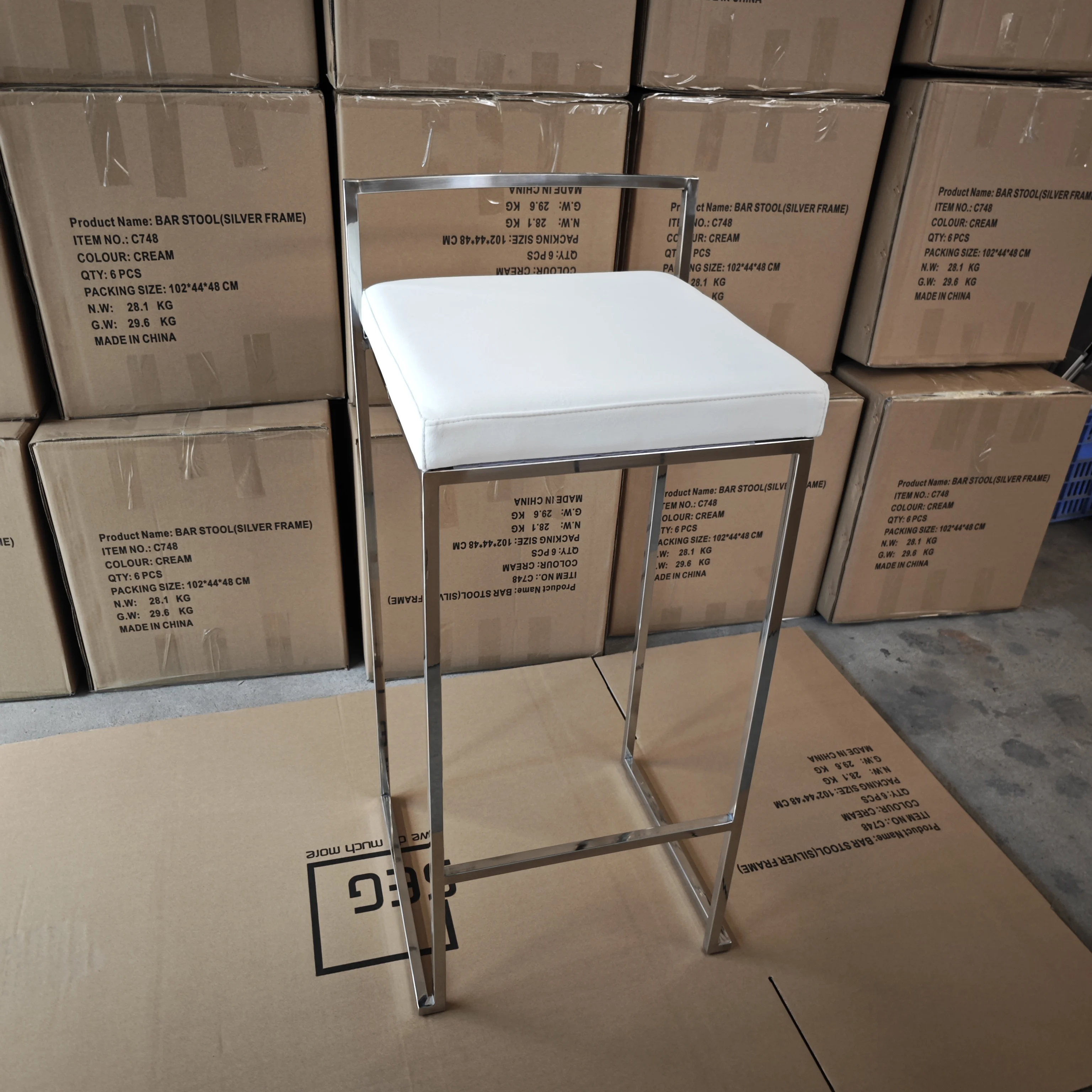 Modern Bar Counter Stools Kitchen Event High Chair Replacement Seats Gold Stainless Steel Stackable Bar stool