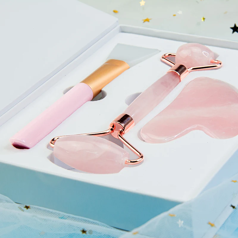 Hot selling Jade Roller Set with Brush Noiseless Jade Roller