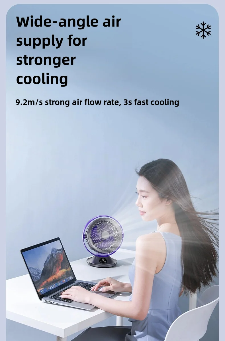 Wholesale 5V Mini Portable USB Rechargeable Desk Fan High Speed 10000mAh RV Battery Box Home Car Outdoor Electric Air Circulator