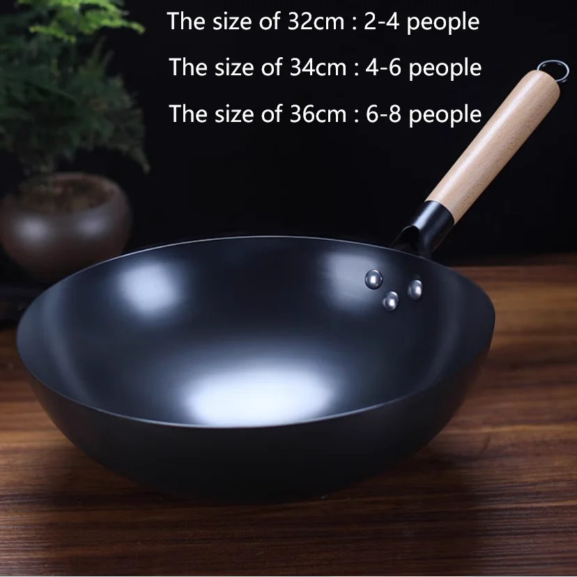 Hot Selling Black Cast Iron Non-Stick Fry Wok Kitchen Carbon Steel Cooking Pan Induction Gas Stove Compatibility Lid Included