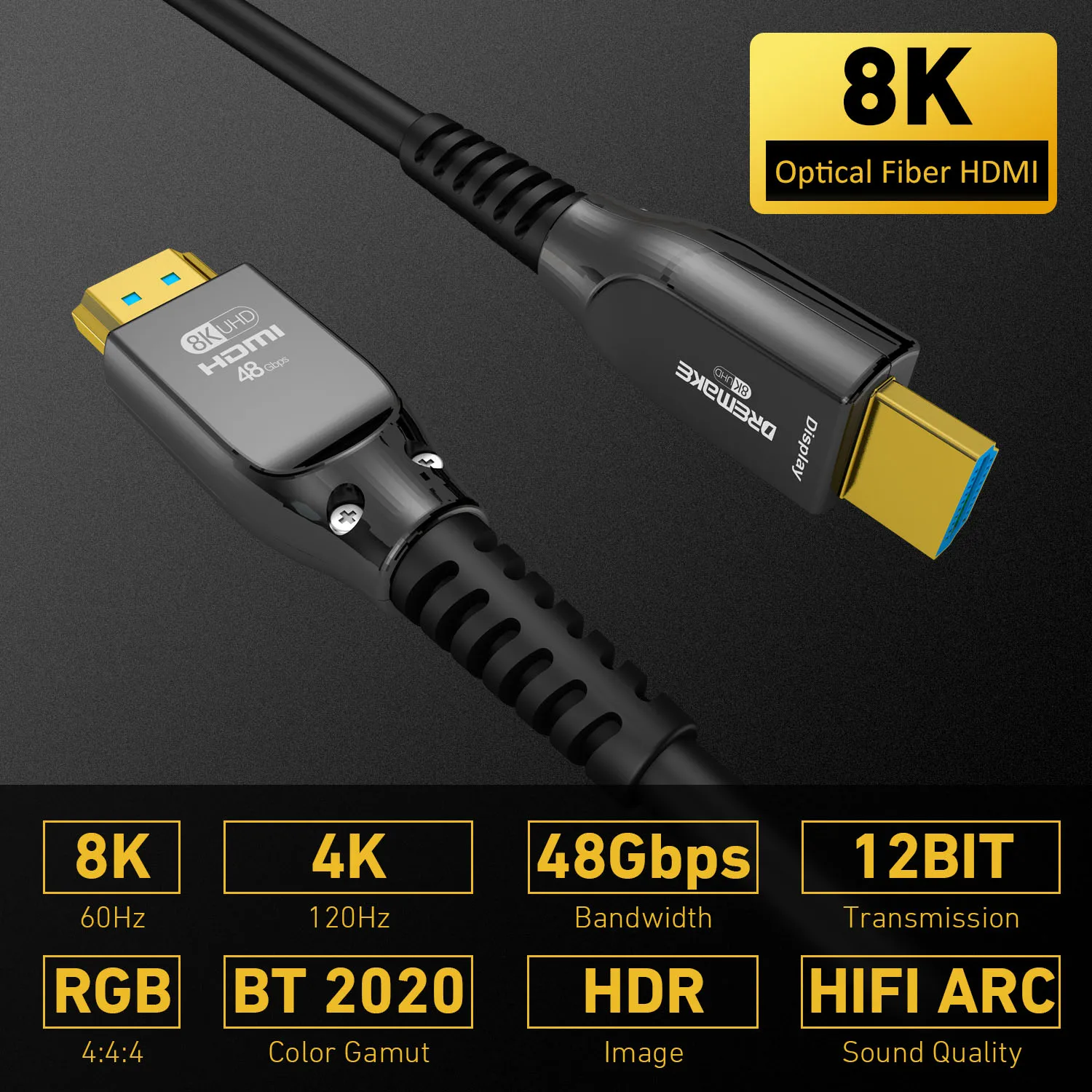 Hdmi-кабель 100 м 8K 2 1 Ultra-hd UHD 3D 48 Гбит/с AOC поддерживает HDCP2.2