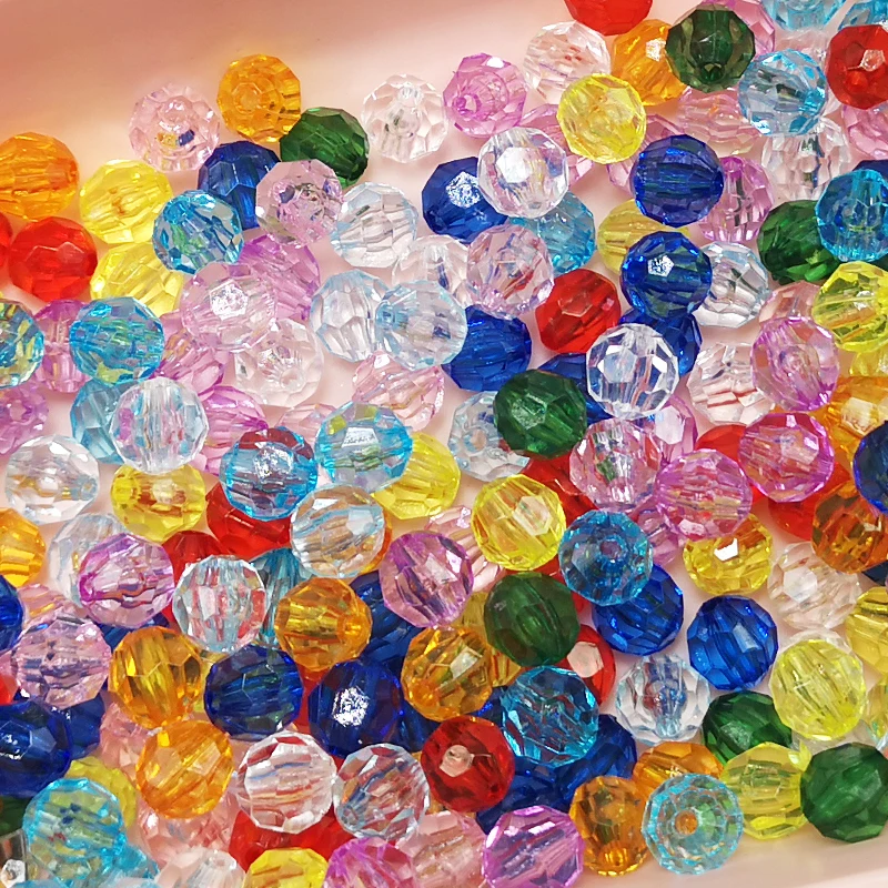 100pcs Crystal Acrylic 8mm Decorative Hand Briolette Faceted Rondelle Crystal Finding Spacer Gemstone Loose Beads