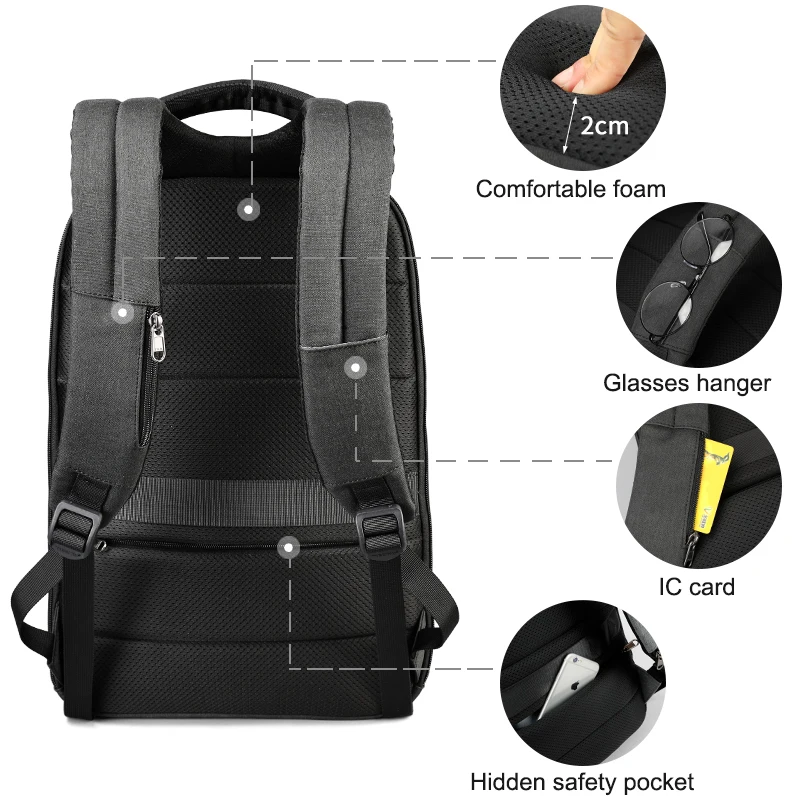 Tigernu T-B3611 manufacturer waterproof anti theft business bagpack back pack laptop backpack with tsa zipper lock