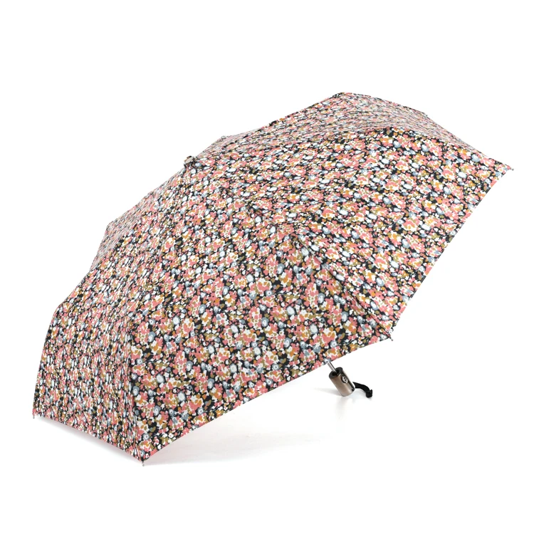 the umbrella for lady wholesale cheap price flower printing 3 folding automatic compact woman umbrella