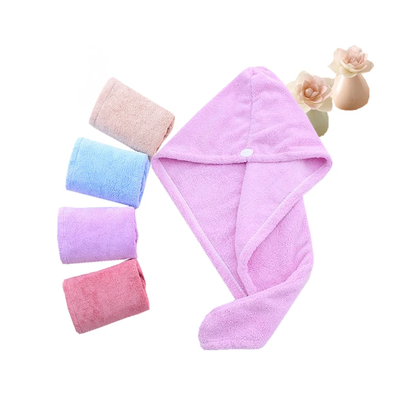 Hot Selling Bath Quick Drying Women Microfiber Hair Towel Wrap With Button