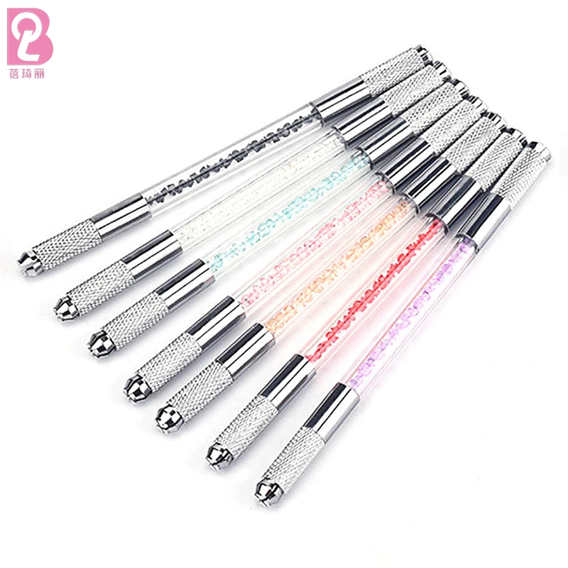 Beiqili Microblading Handles Tattoo Needle Blade Tebori Pen Microblading Holder Double Head Eyebrow Embroidery Hand Makeup Tool