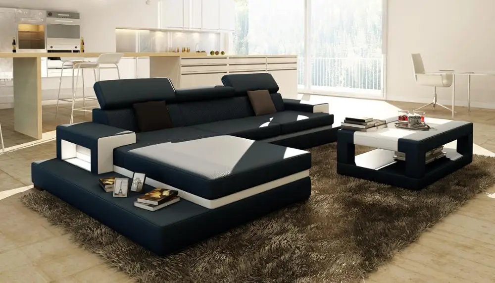 Italian Style modern design genuine best white leather good quality sectional sofa