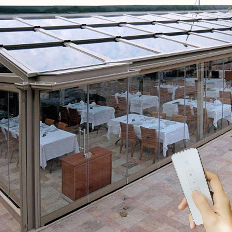 Home Patio Curved Tempered Glass Roof House Atrium Aluminum Frame Insulation Plans Flat Sliding Retractable Skylight Glass Roof