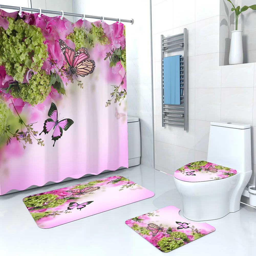 Home Decoration Beautiful Flowers Printed Microfiber Polyester Window Curtain Living Room Drapes Matching Curtains Bedding Set