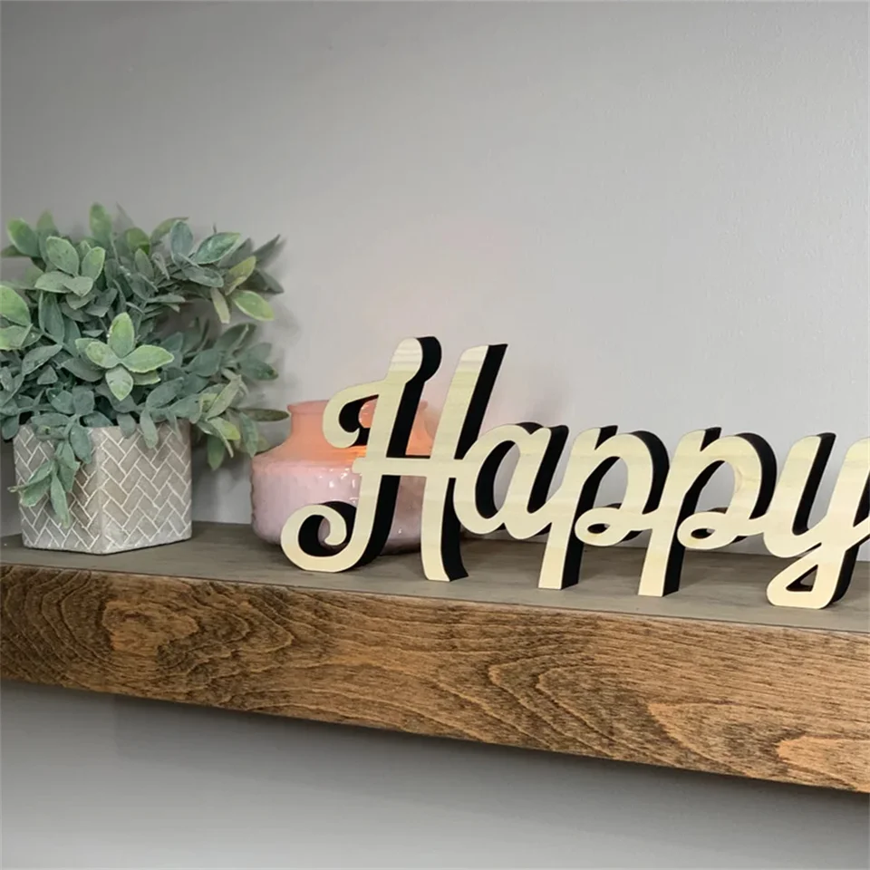 Деревянный мир happy 3D арт Большой Настенный декор любой случай подарок идея стены