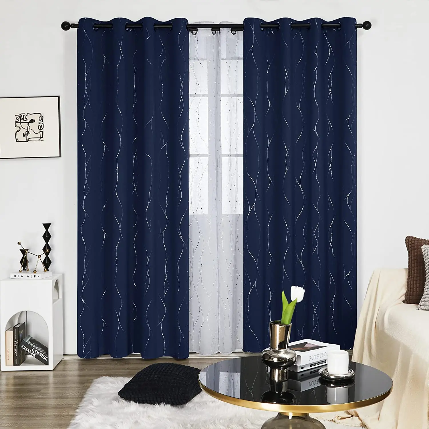 Factory Made Luxury Decor Solid Dusty Blue Grommet blackout Curtains for Bedroom