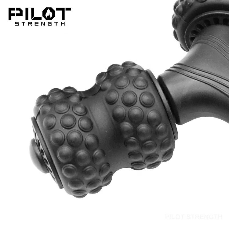 Muscle Massage Roller Foam Plastic Manual Round Handle 2 Wheels Cellulite Roller for Legs Arms Back Pain Relief and Relaxation